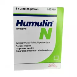 Хумулин НПХ инсулин (Humulin-NPH) 100 МЕ/мл сусп. для ин. 3мл 5шт